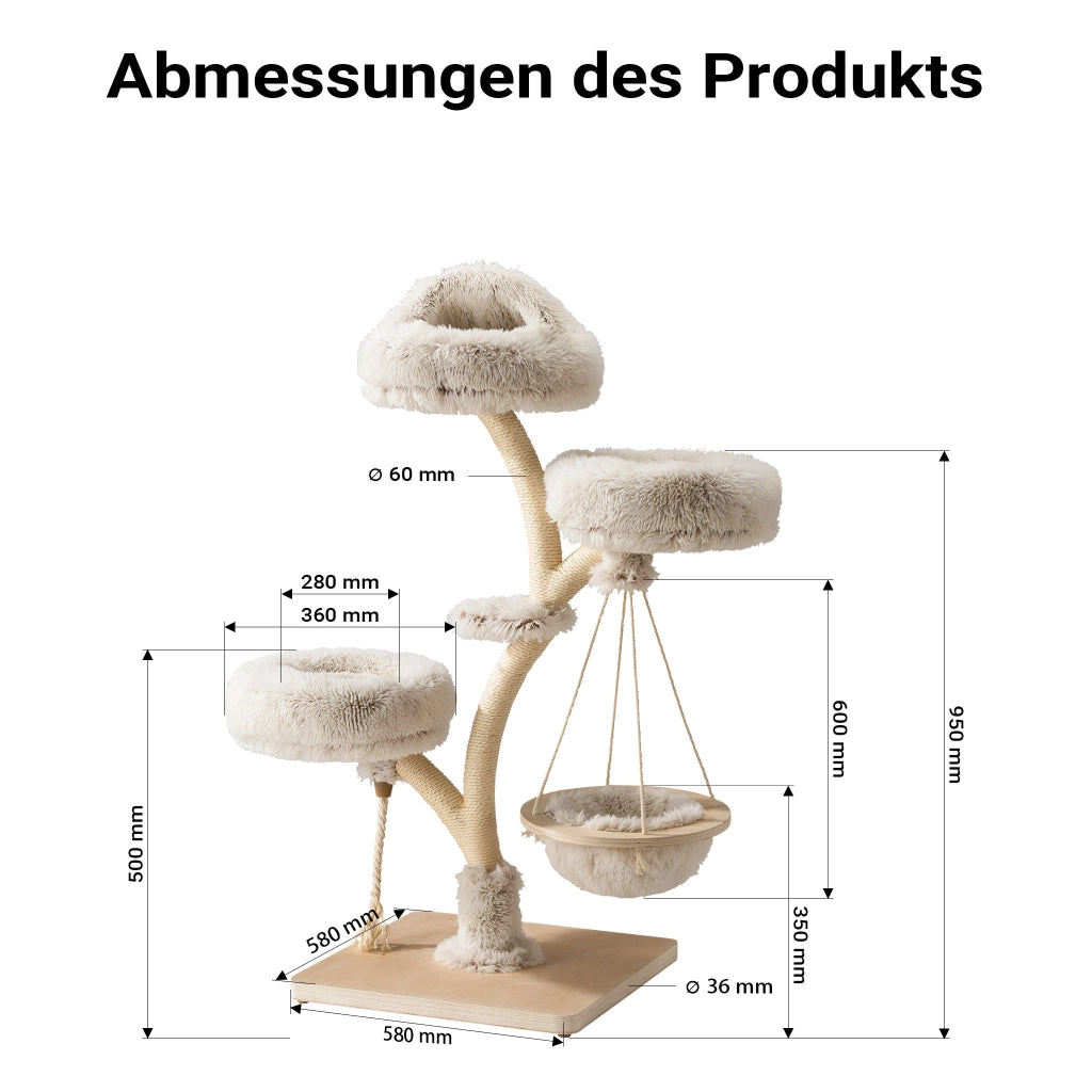 Fudajo Albero tiragraffi con design a rami 130 cm con peluche e sisal
