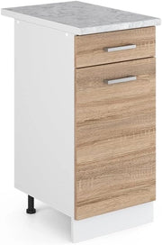 Mobiletto base per cucina R-Line, Sonoma, 40 cm, PL Marmo, per la libera combinazione all'interno di sistemi cucina modulari
