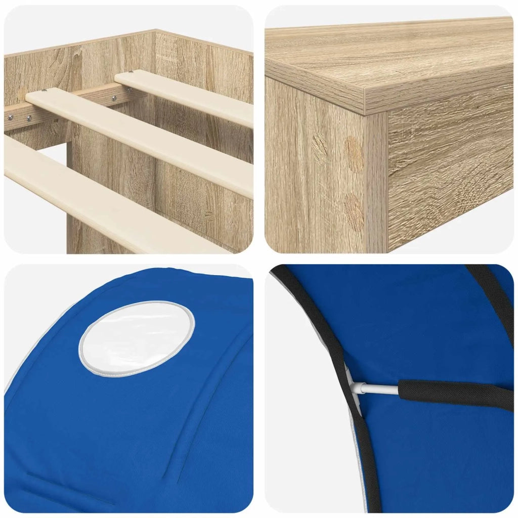 Letto con Tunnel 3 pz Rovere Artigianale e Blu 3423697
