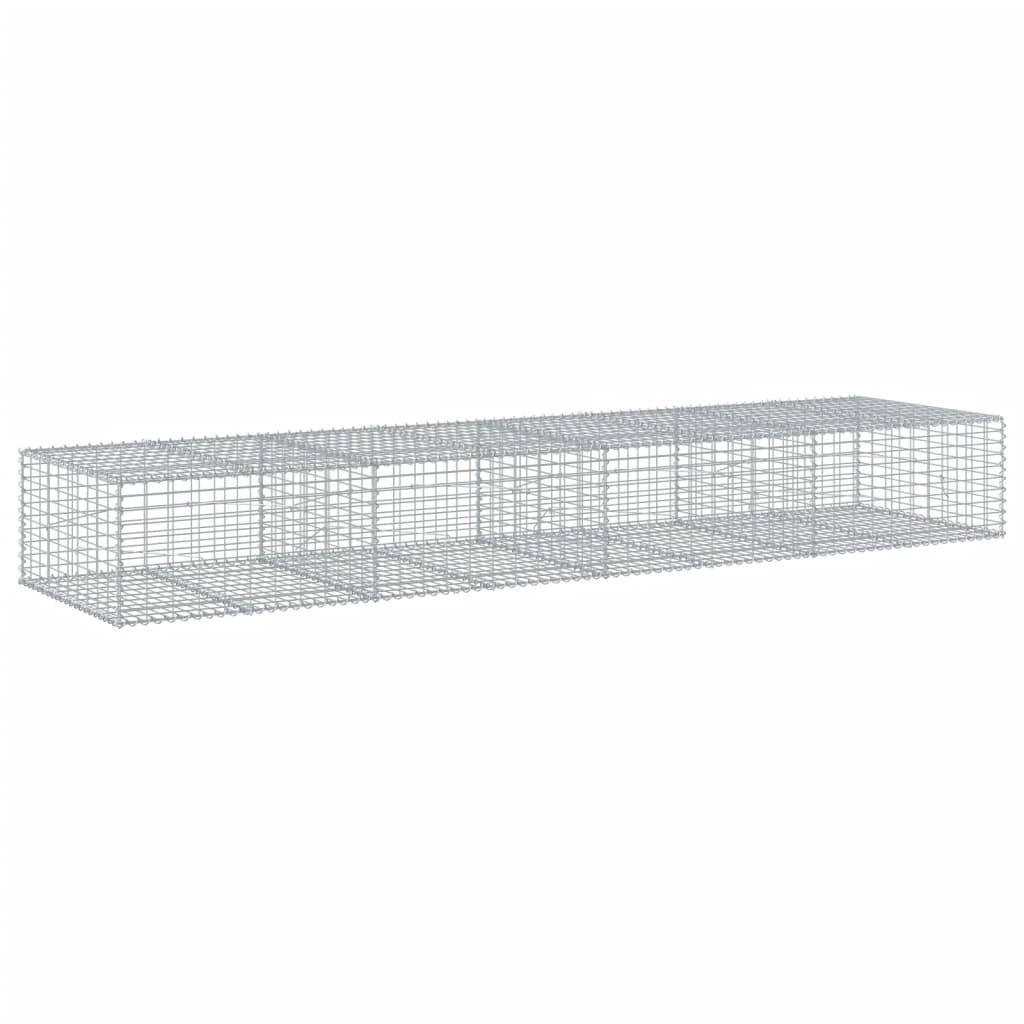 Gabbione recinto a gabbia muro di contenimento con coperchio 400 x 100 x 50 cm ferro zincato argento 02_0040162
