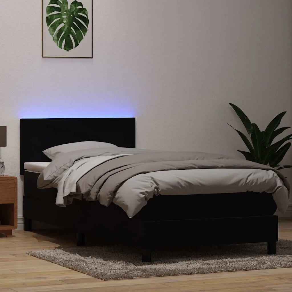 Letto a Molle con Materasso e LED Nero 90x210 cm in Velluto 3316673
