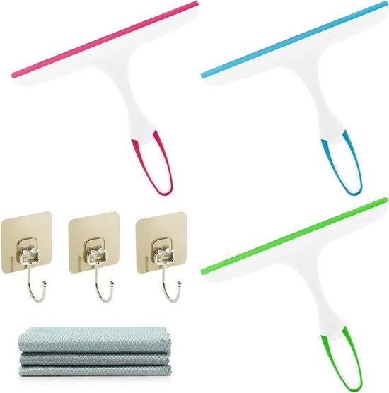 Douchewissers multifunzionali per bagno e specchio - Blu, verde, rosso - Tessuto vetrificato - Accessori per la pulizia