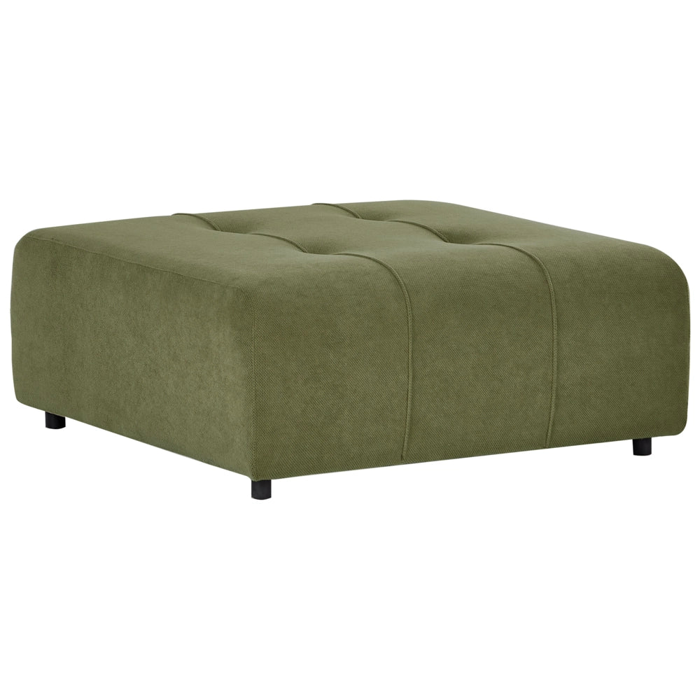 Divano letto a 4 posti ad angolo con rivestimento in tessuto verde a sinistra con contenitore e ottomano spesso imbottito