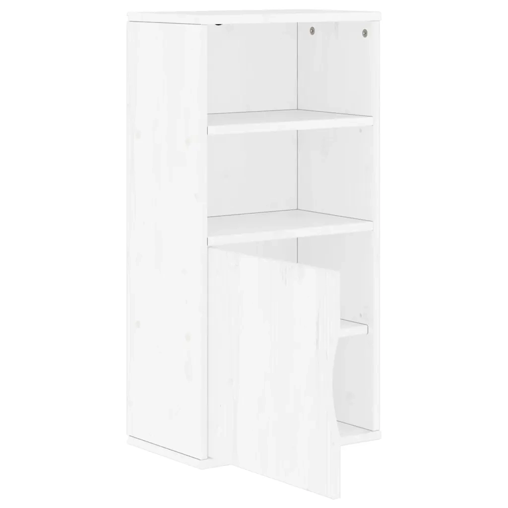 Armadietto Laterale ODDA Bianco 40x24x79 cm Legno Massello Pino 4103596