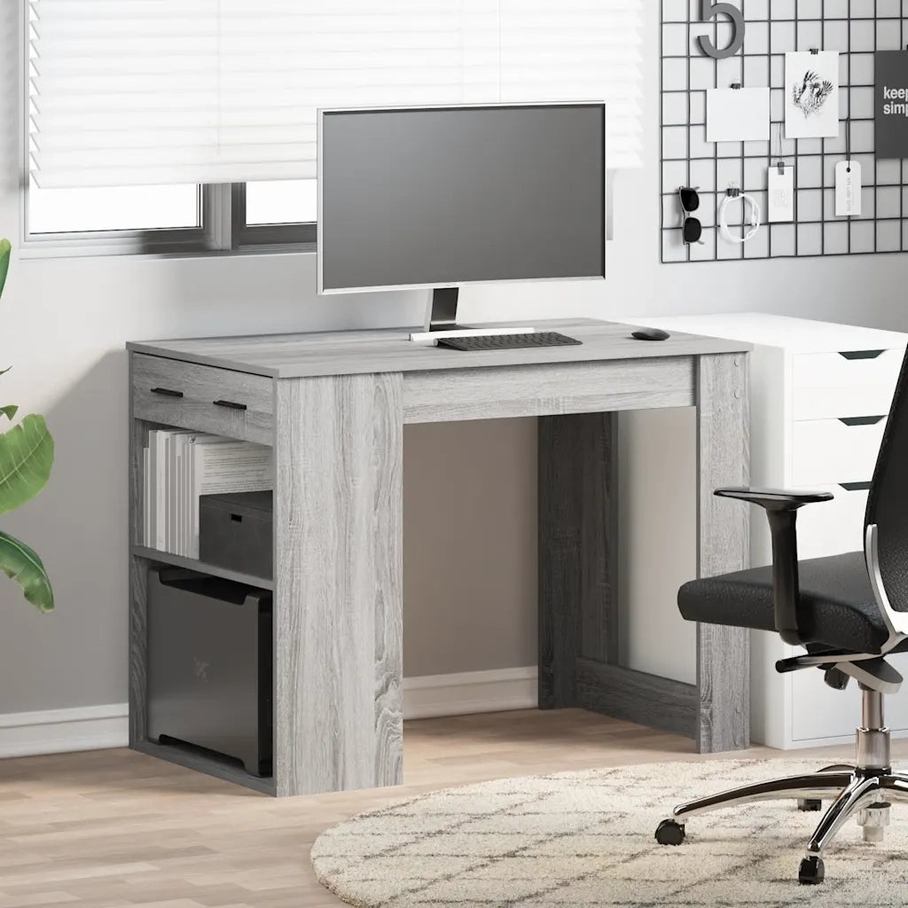 Scrivania con Cassetto Ripiano Grigio Sonoma Legno Multistrato 858691