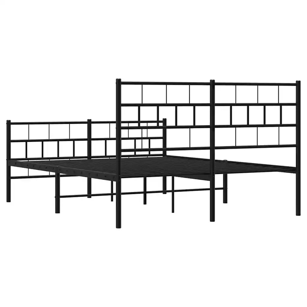 Giroletto con Testiera e Pediera Metallo Nero 150x200 cm