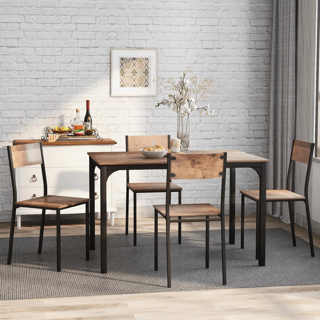 Set Tavolo da Pranzo con 4 Sedie ¨C Xylo ¨C Legno Vintage Marrone