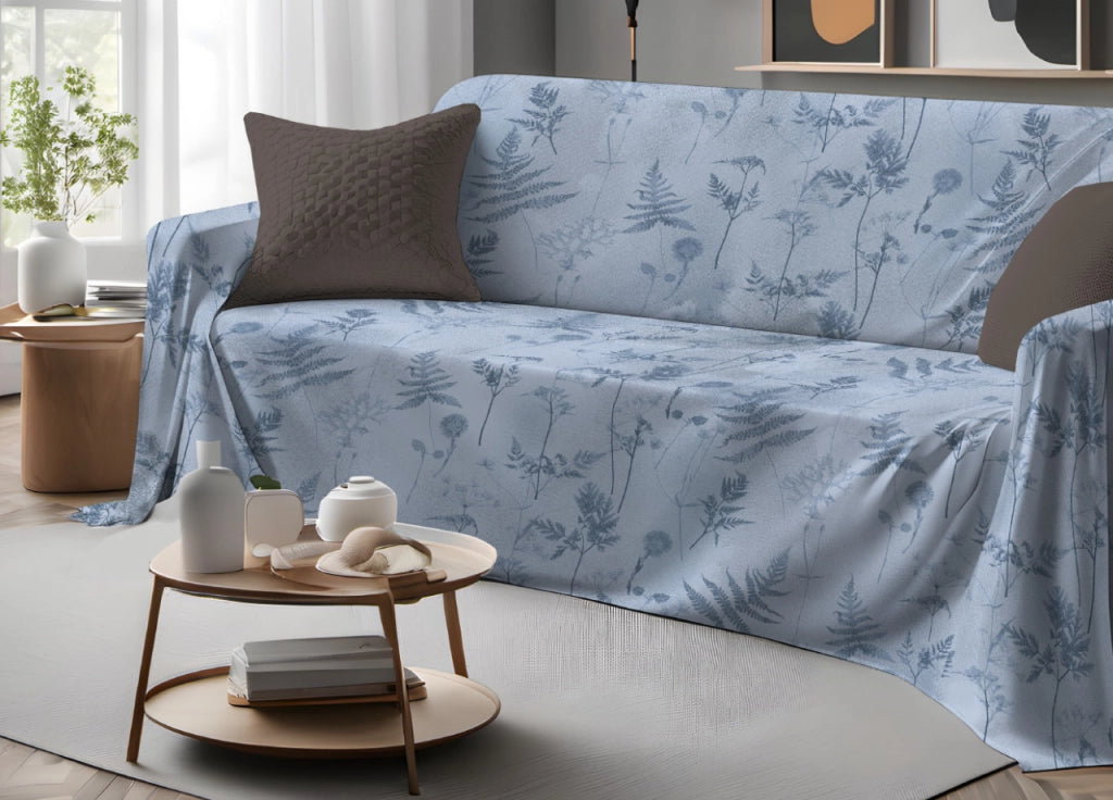 Telo Arredo Granfoulard Copritutto Salvadivano 100% Cotone Dis. Soffione - Singolo - Azzurro