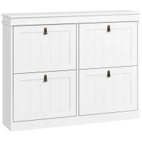 Scarpiera per 20 paia, con 4 cassetti ribaltabili e ripiani regolabili, 105x24x82,5 cm, Bianco