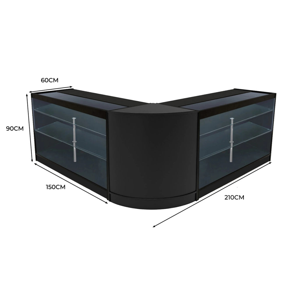 Set Banconi Nero Helios LED K1500 CM60 con Serratura e Vetrina Espositiva
