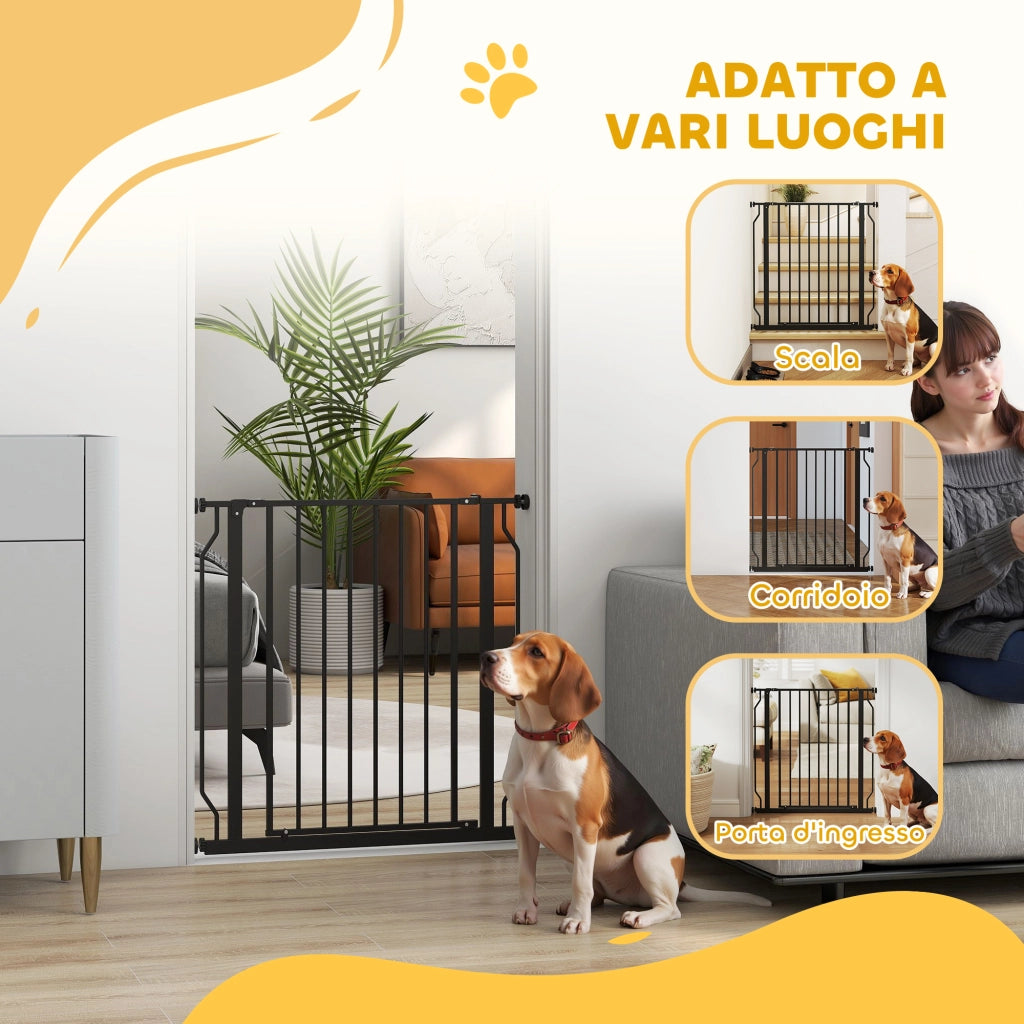 Cancelletto per Cani Regolabile ¨C zephmum ¨C Acciaio e ABS, Nero, 75-85x76 cm