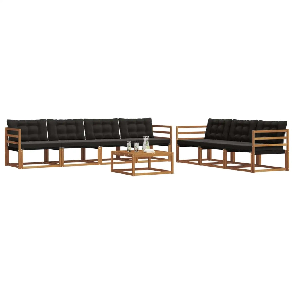 Set di divani da esterno con cuscino 8 pcs Naturale e Nero 3369255