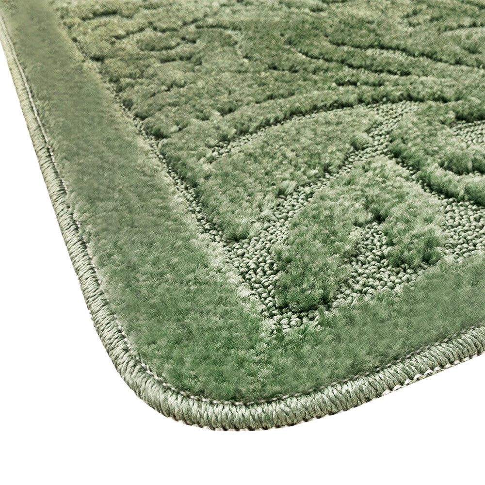 Tappeto Bagno Damascato Parure Verde Morbido Soffice Assorbente Antiscivolo Lavabile