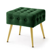 Pouf sgabello in velluto trapuntato 40 cm QUADRA Verde Bottiglia