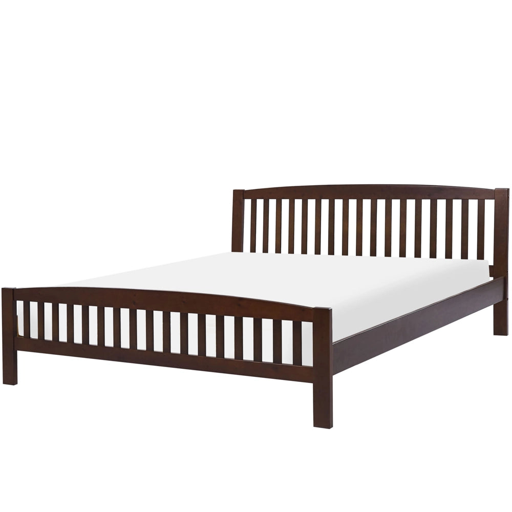 Letto in legno massello scuro 180 x 200 cm a doghe con pediera della testiera