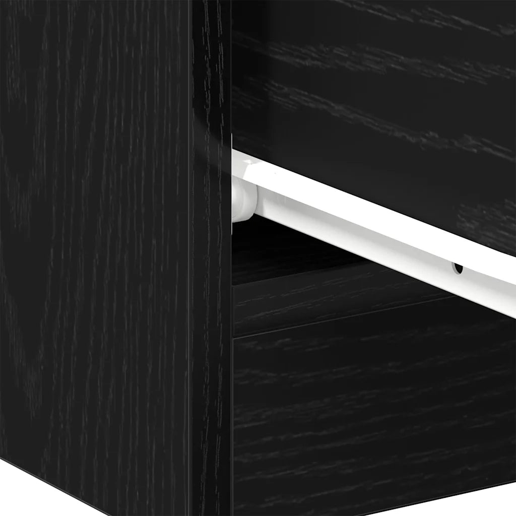 Comodino | Armadio da Notte | Mobiletto da notte Rovere Nero 40x30x40 cm in Legno Multistrato