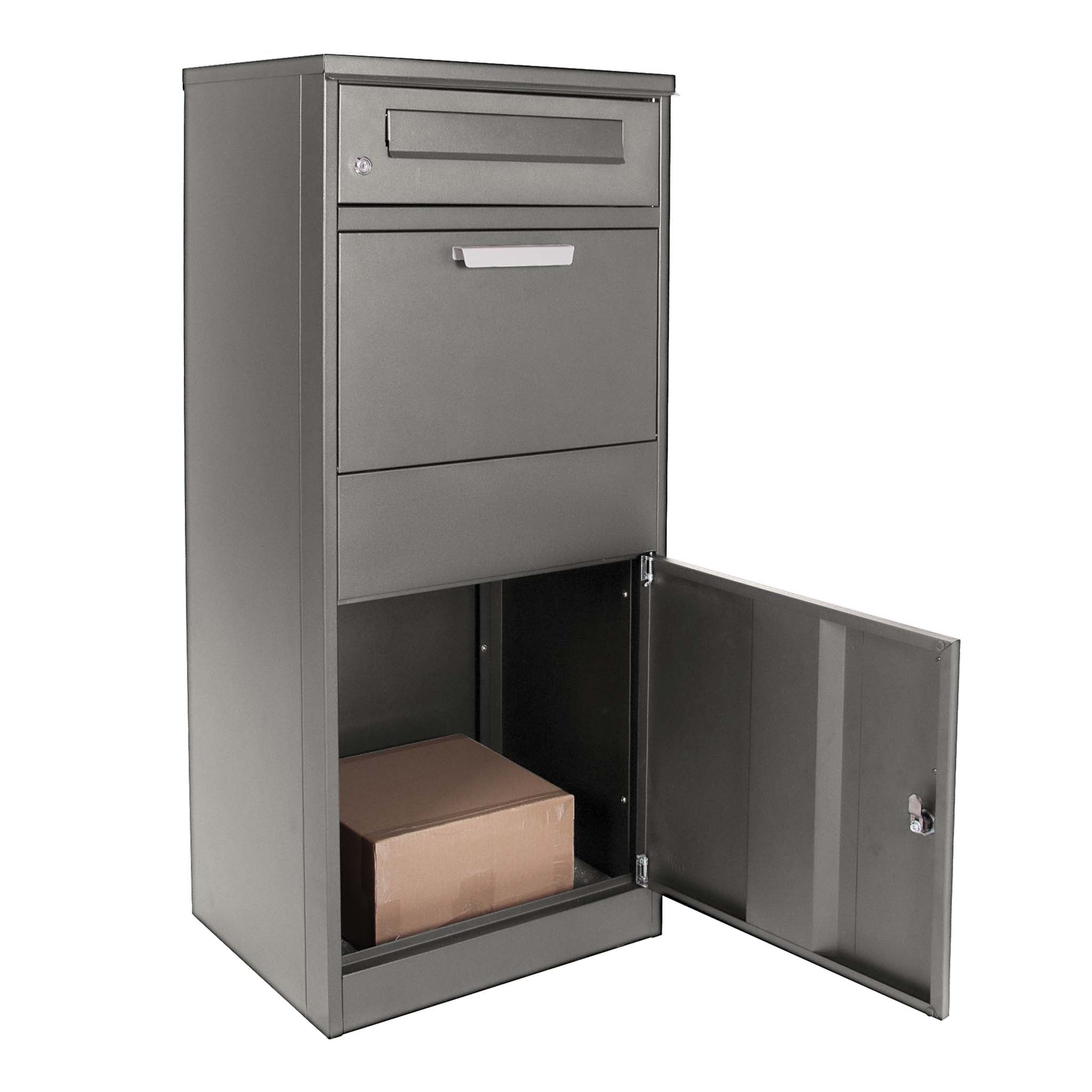 Cassetta postale per pacchi grigia 50x37x112cm Portapacchi con serratura