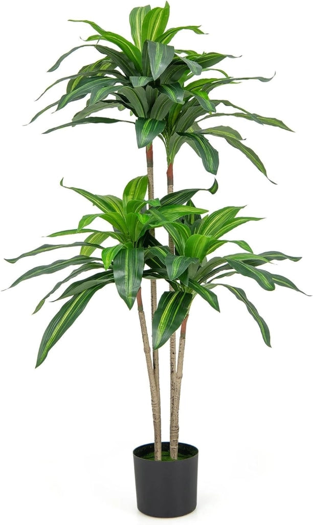 Pianta artificiale in vaso 140 cm di altezza, pianta finta decorativa in 92 foglie con vaso riempito di cemento, albero artificiale in aspetto realistico con 4 rami, per soggiorno, ufficio