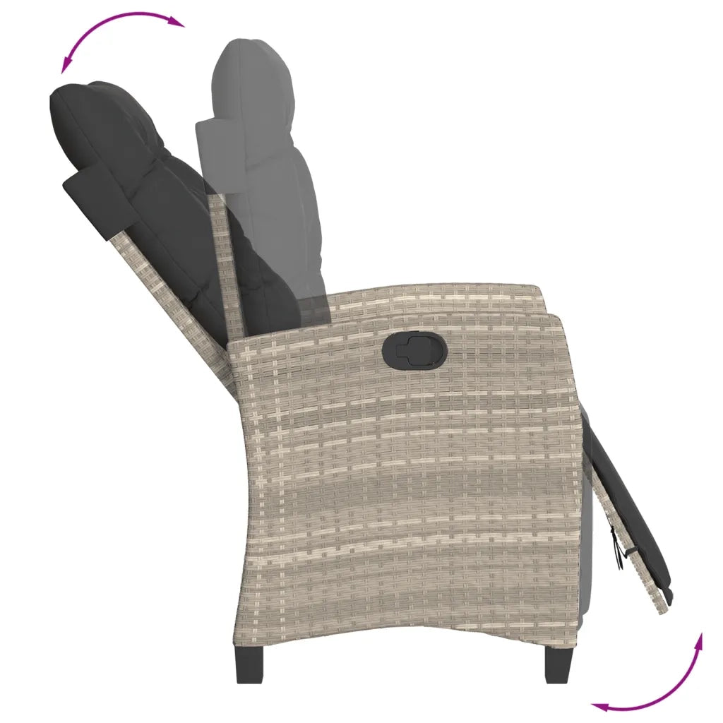 Set da Bistrò 3 pz con Cuscini Grigio Chiaro in Polyrattan