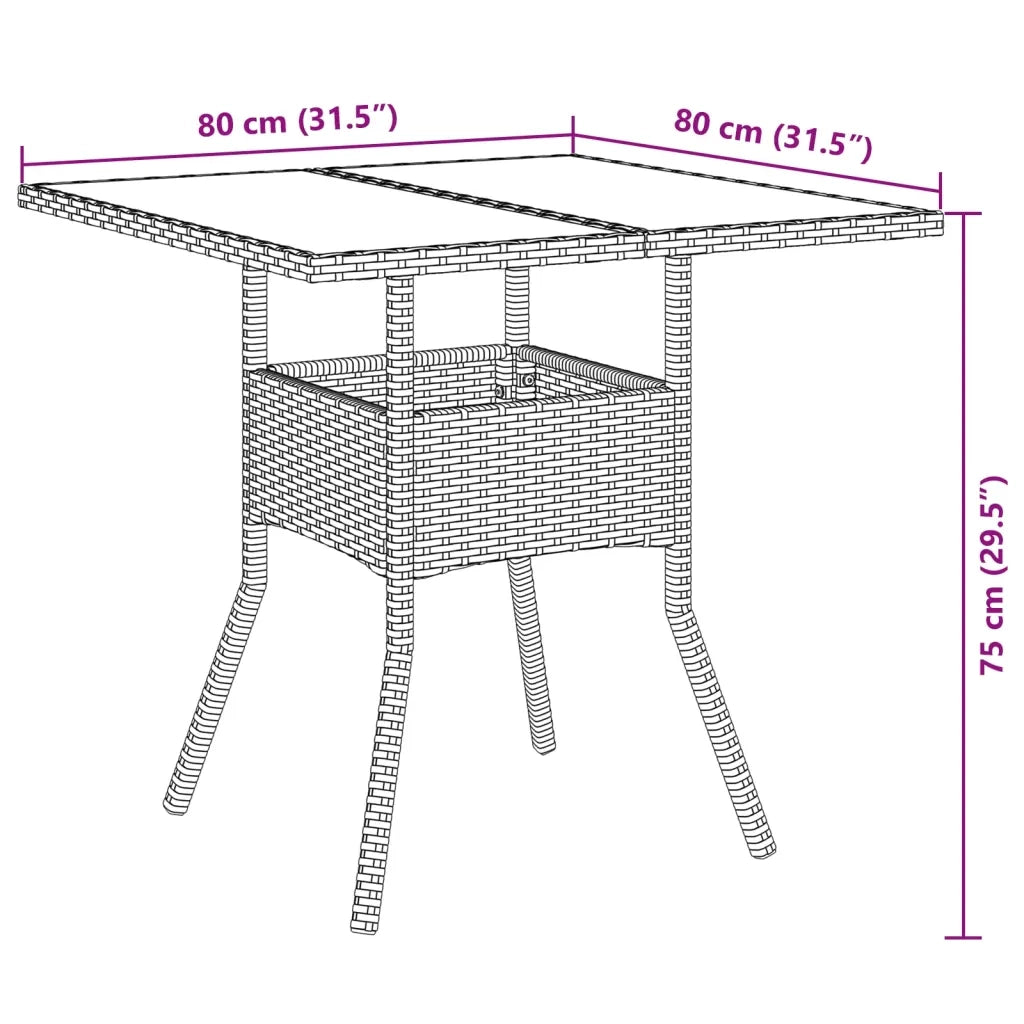 Set Pranzo da Giardino 3pz con Cuscini Polyrattan Acacia Grigio 3278713
