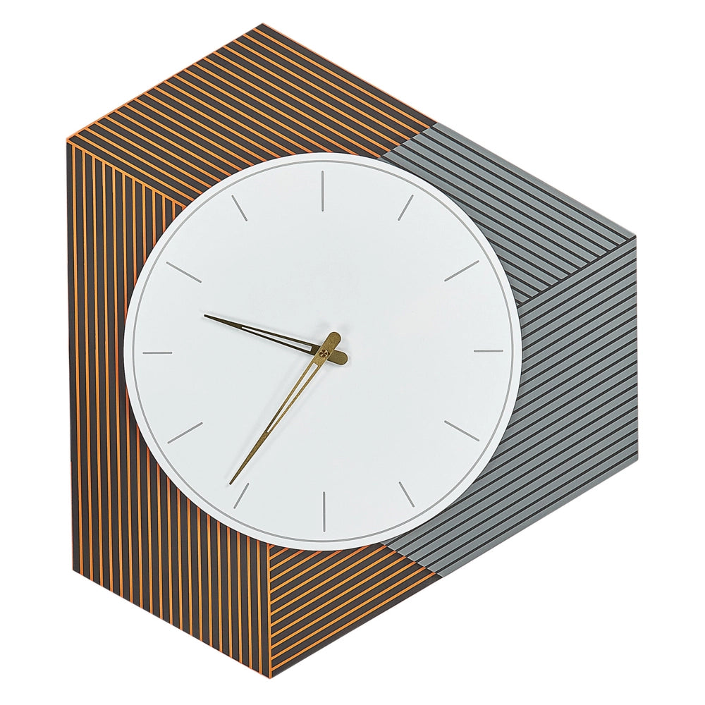 Orologio da parete bianco con metallo MDF grigio e arancione 52 x 60 cm Design senza numeri Decorazione per il soggiorno