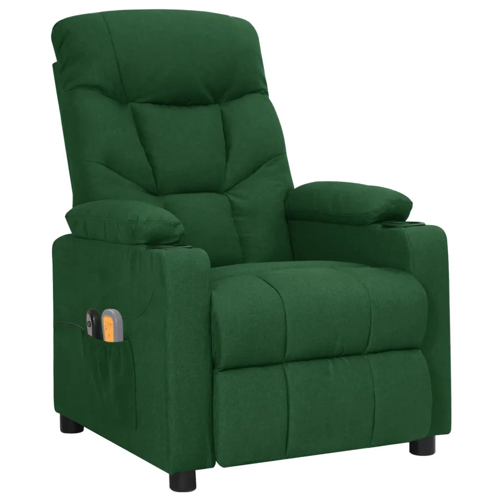 Poltrona Massaggiante Elettrica Verde Scuro in Tessuto 3098833