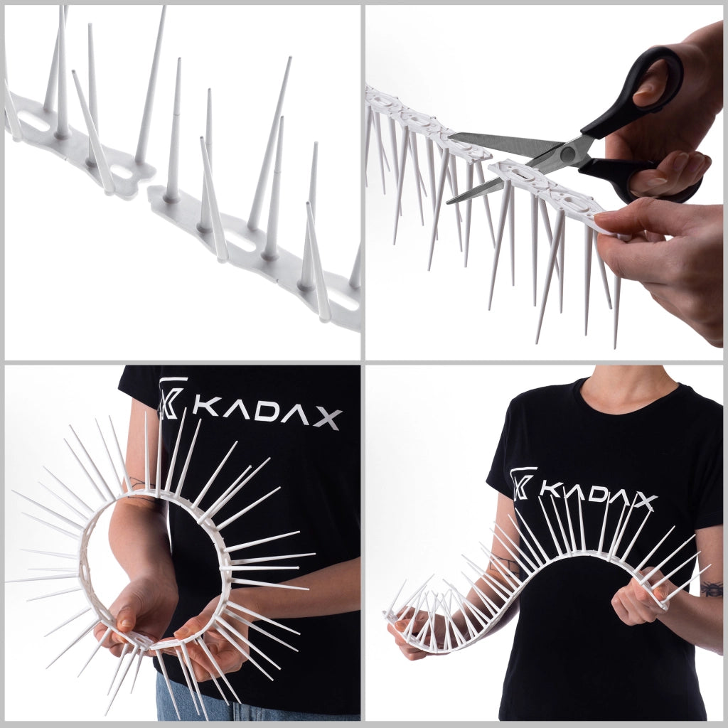 Punte dissuasive per uccelli KADAX in plastica, alte 48,5 cm, sicure.