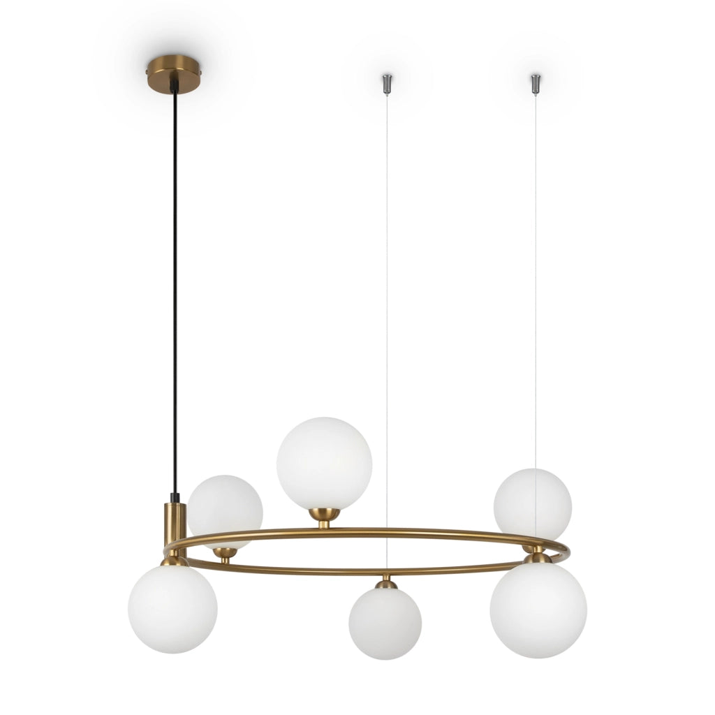 Maytoni Lampadario Contemporaneo Ring 6 luci G9 ottone metallo vetro