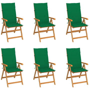 Sedie da Giardino 6 pz con Cuscini Verdi Massello di Teak cod mxl 7230