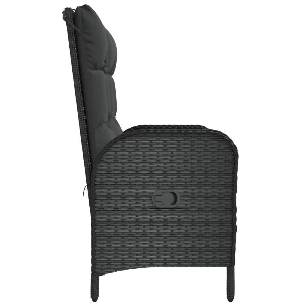 Panca Reclinabile da Giardino con Cuscini 107cm Polyrattan Nera 319894