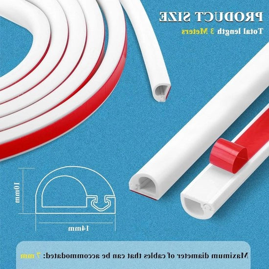 Cavo in gomma autoadesivo Flessibile Cavo in gomma a forma semicircolare Cavo in gomma per ponte a terra Resistenente all'usura - Protezione cavo miniatura a 3M Protezione cavo nascosto Esterno Nascondi 1 cavo