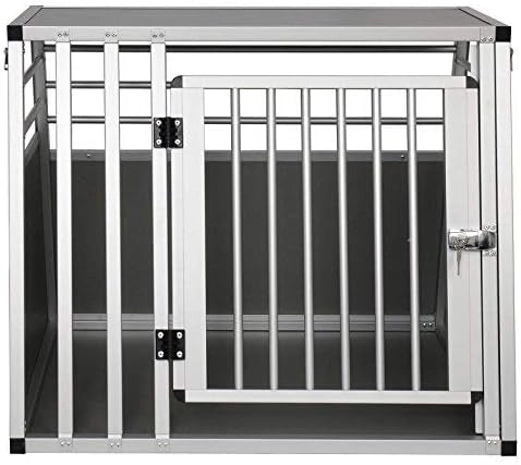 Trasportino Cane Auto, Trasportino Cani Grande in Alluminio, Box Trasporto per Cani Grande Media, Cuccia Cane Esterno, Kennel per Canette con Chiusura per Viaggio Trasporto 80x65x65cm