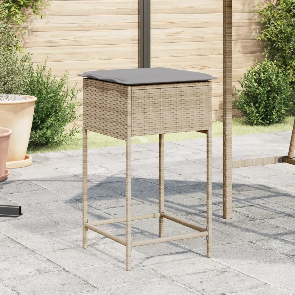Sgabelli da Bar con Cuscini 2 pz Beige in Polyrattan CFW5917342