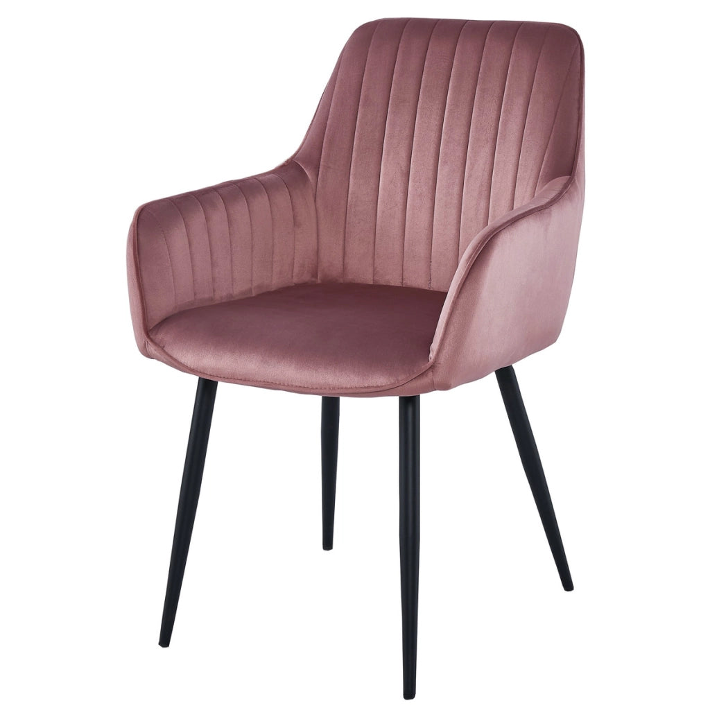 Sedia Solden in velluto rosa antico con gambe nere