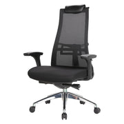 Sedia da ufficio Bascape, Poltrona direzionale a rete con braccioli, Seduta ergonomica da ufficio, 71x69h110/118 cm, Nero