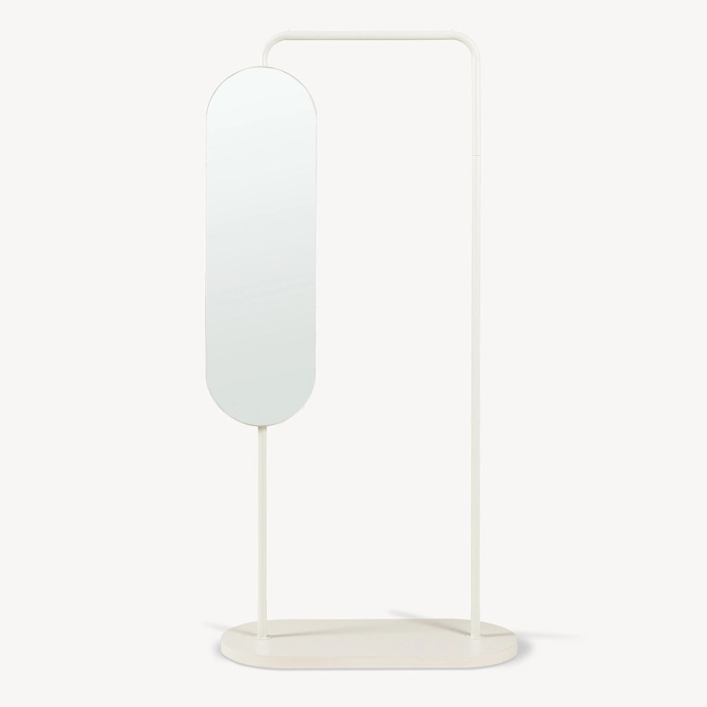Stand Appendiabiti Vamn con Specchio Girevole 167 x 80 x 35 cm - Avena Oatmeal [en.casa]