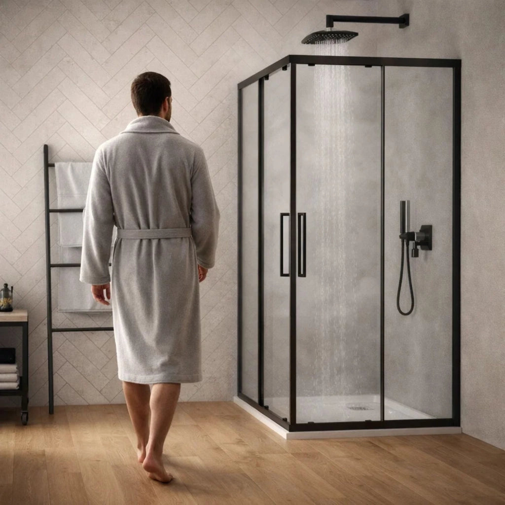 Cabina doccia angolare corner black cristallo 6 mm 80x140x195 cm