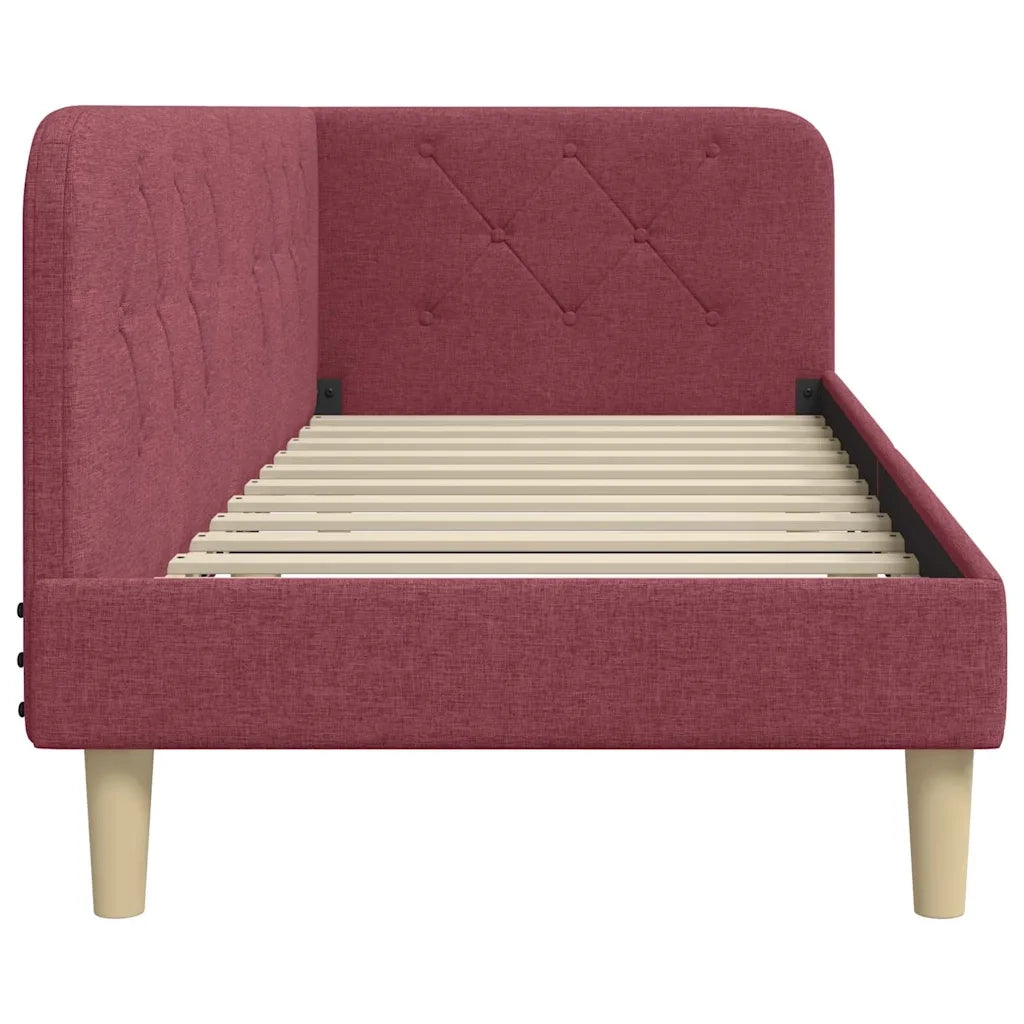 Cornice del letto ad angolo Rosso Vino 80 x 200 cm Tessuto