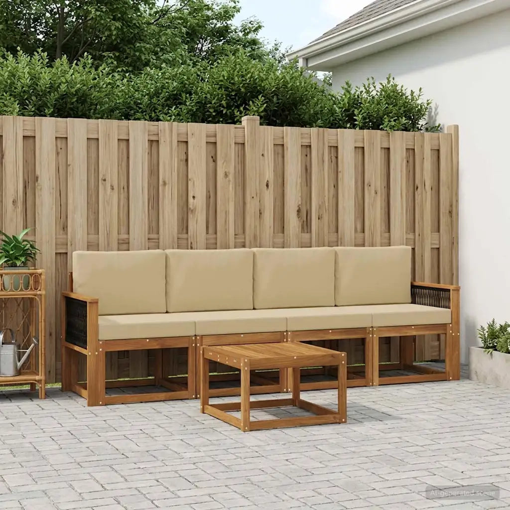 Set di divani da esterno con cuscino 4 pcs Naturale 3384974