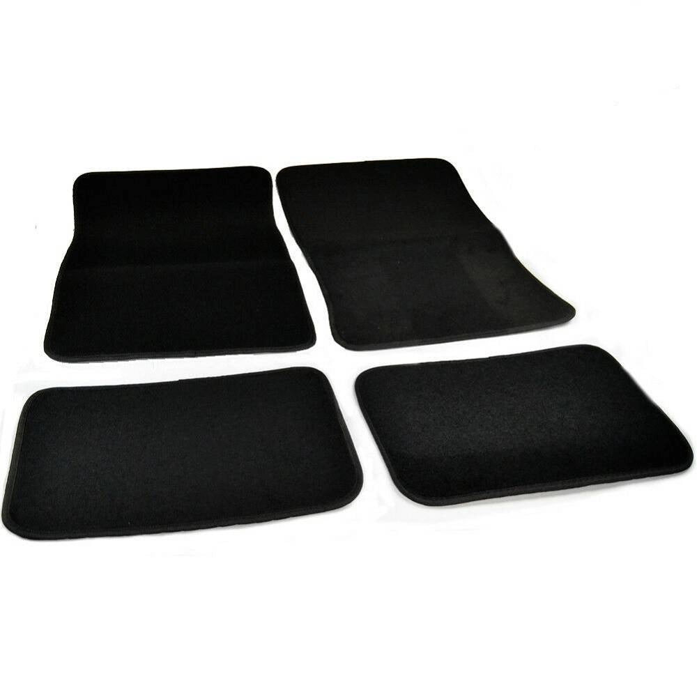 Trade Shop - Set 4 Tappetini Per Auto In Moquette Nera Antiscivolo Protezione Interni -