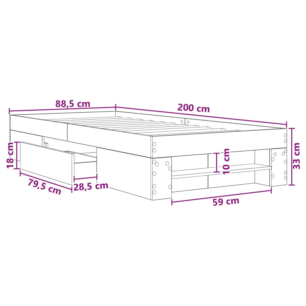 Telaio del letto con storage Rovere Artigianale 80 x 200 cm 3429692