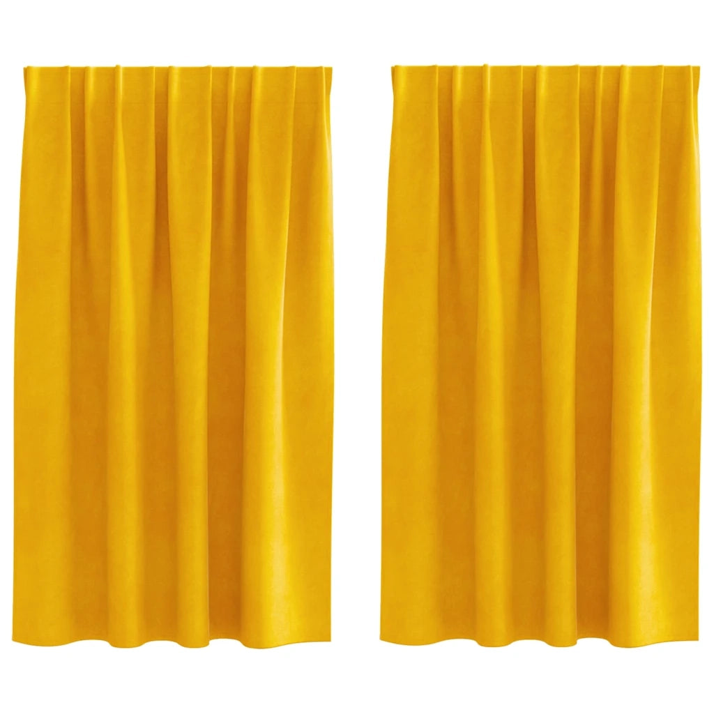 Tende oscuranti 2 pcs Giallo senape 140 x 140 cm Velluto 4107273