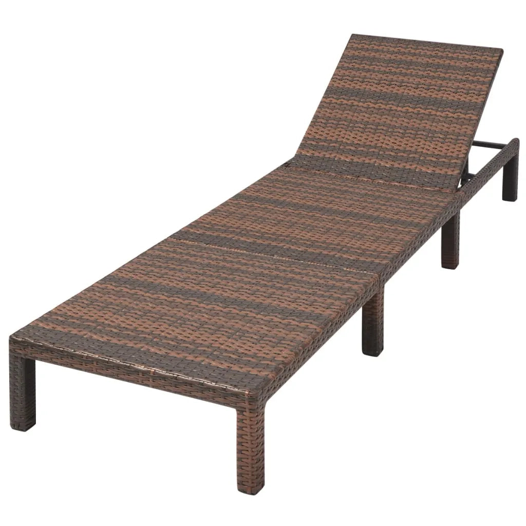 Lettino Prendisole con Cuscino in Polyrattan Marrone 42845