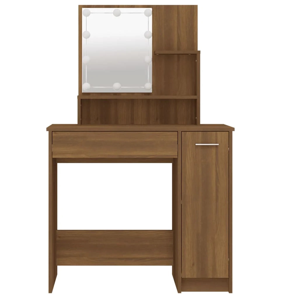 Toletta dal design contemporaneo con illuminazione a LED finitura rovere 86,5 x 35 x 136 cm marrone 02_0006343