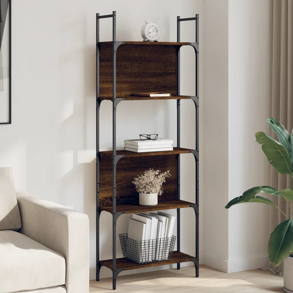 Libreria 5 Ripiani-Scaffale per Libri-Mobile di Stoccaggio Rovere Marrone 60,5x24x166,5 cm Multistrato