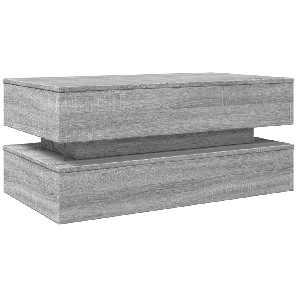 Tavolino da salotto | Tavolino da caff¨¨ | Tavolino da Soggiorno con Luci LED Grigio Sonoma 90x50x40 cm