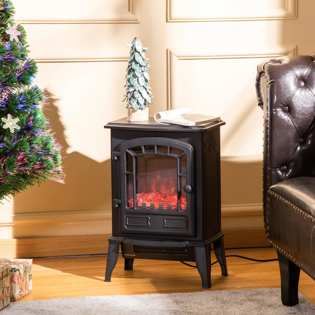 EasyComfort Camino Elettrico con Effetto Fiamma, Temperatura Regolabile 1000W-2000W, Copertura 20-25m², 39x24x56.5cm, Nero