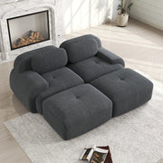 Divano 2 posti con chaise longue - Xylo - Velluto costato, antiscivolo, ergonomico, grigio