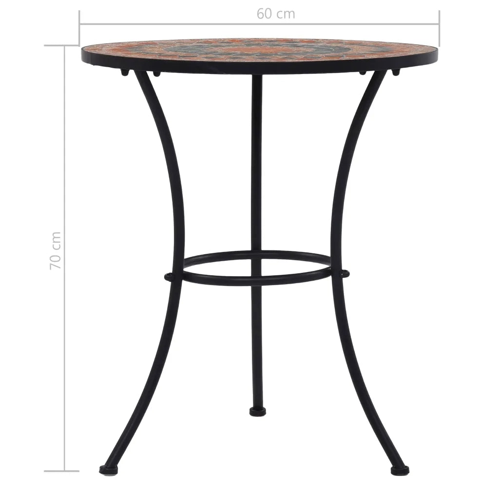 Tavolino da Bistrot-Tavolino da soggiorno-Tavolo con Mosaico Arancio/Grigio 60cm in Ceramica