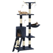 Tiragraffi albero per gatti cuccia per gatti giocattolo peluche sisal 138 cm blu scuro 3702052